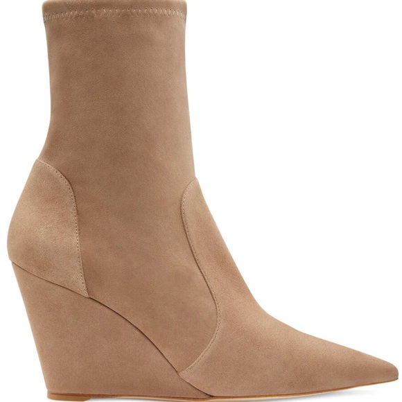 Stuart Weitzman Tan (Cashmere) Suede Wedge Boots Sz 7.5 US - Picture 2 of 13